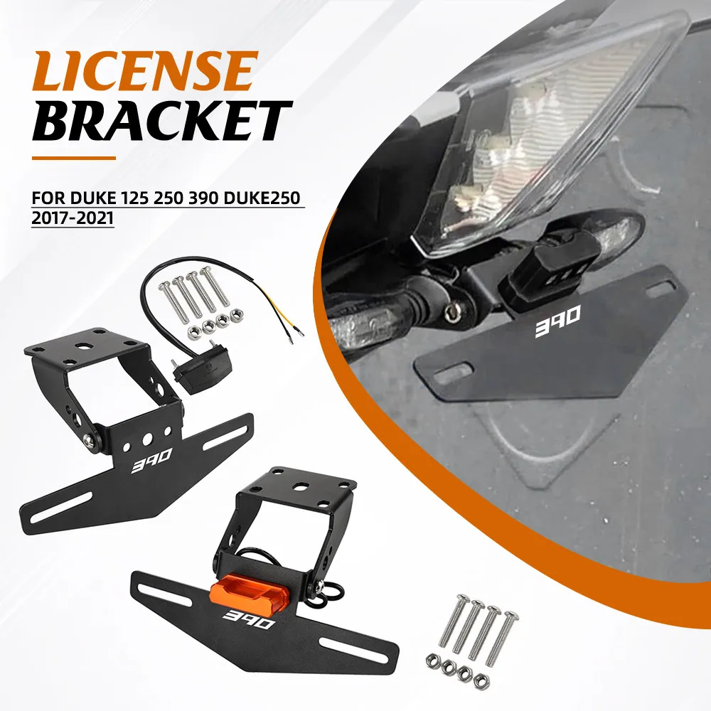 

Duke390 Motorcycle License Plate Bracket Holder with LED light For Duke 125 250 390 Duke250 2017 2018 2019 2020 2021 Duke125