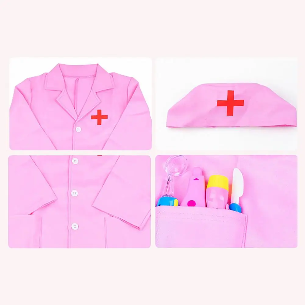 Kids Doctor Cosplay Gown Nurse Cosplay Gown Interactive Game Hospital Coat Nurse Uniform Girl Children Role Play Nurse Suit