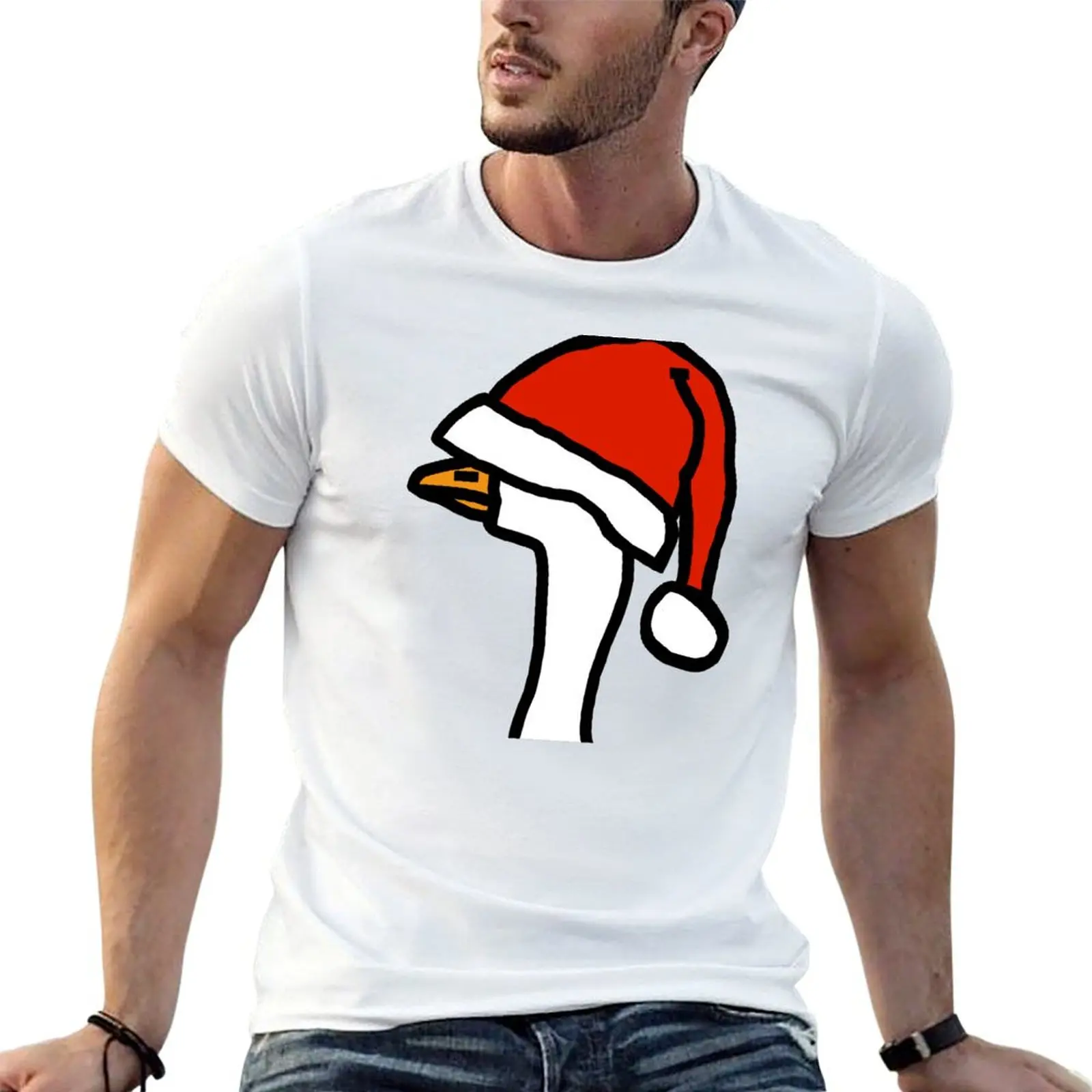 

Goose Wearing anime t cotton a tshirt of pack Stolen shirt T-Shirt Santa Hat Portrait
