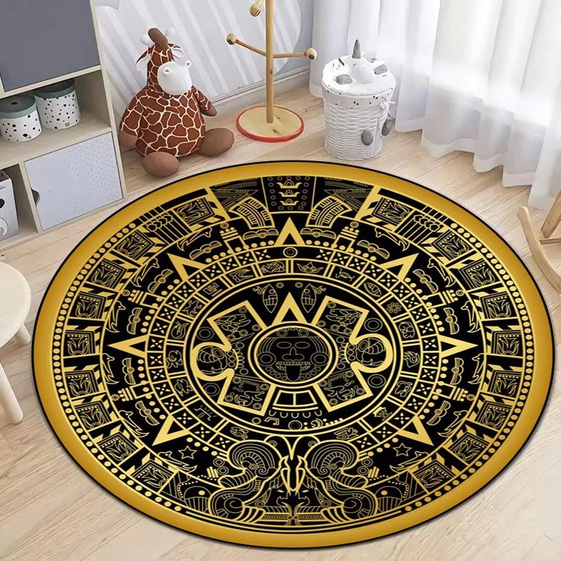 Luxury European Mandala Round Rugs Living Room Bedroom Decor Rug Kids Crawl Floor Mat Non Slip Washable Cloakroom Circle Carpet