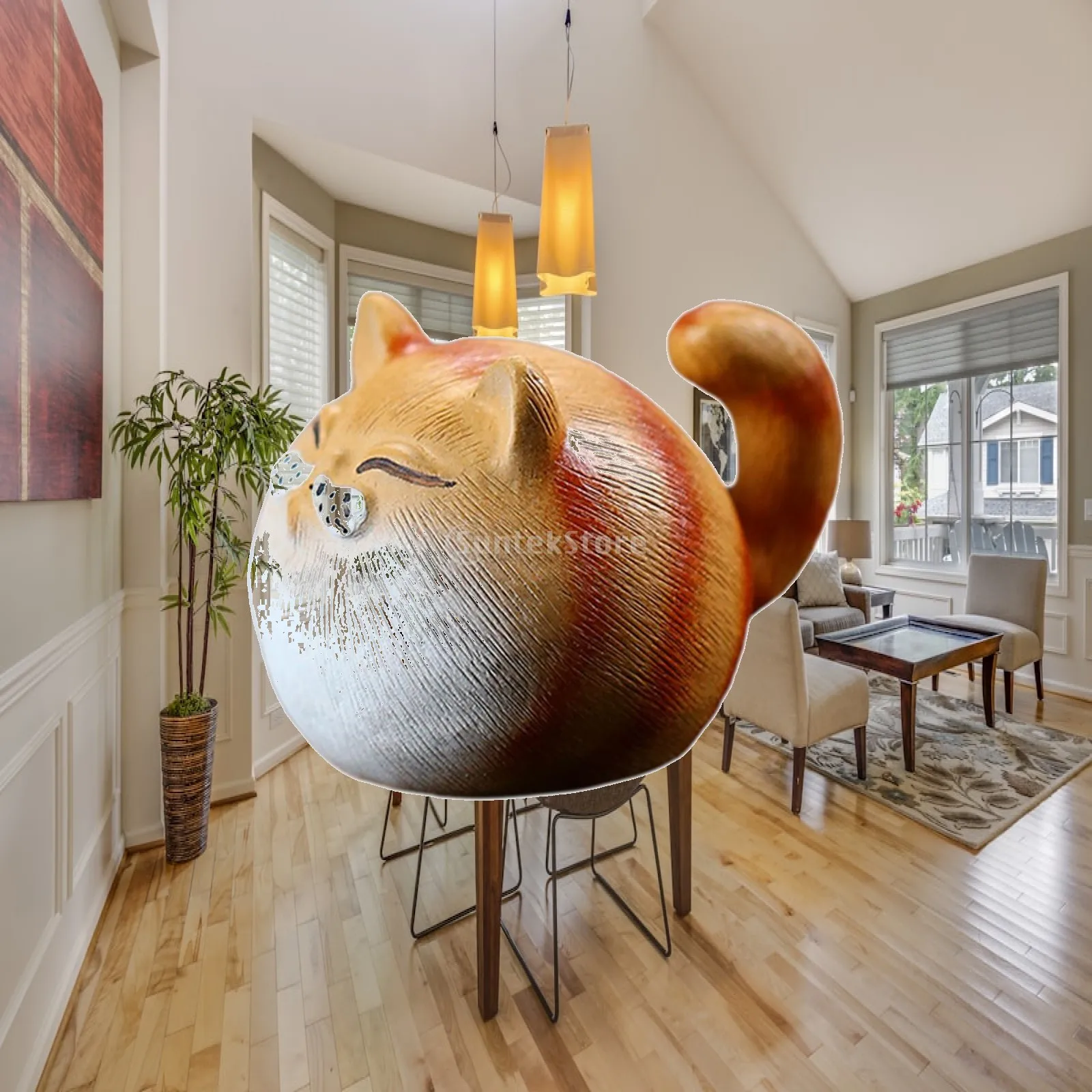Handcrafted Cat Figurine Tea Pet Violet Clay Chinese Tea Decoration Kung Fu Tea Set Accessory for Table Teahouse Office Gift