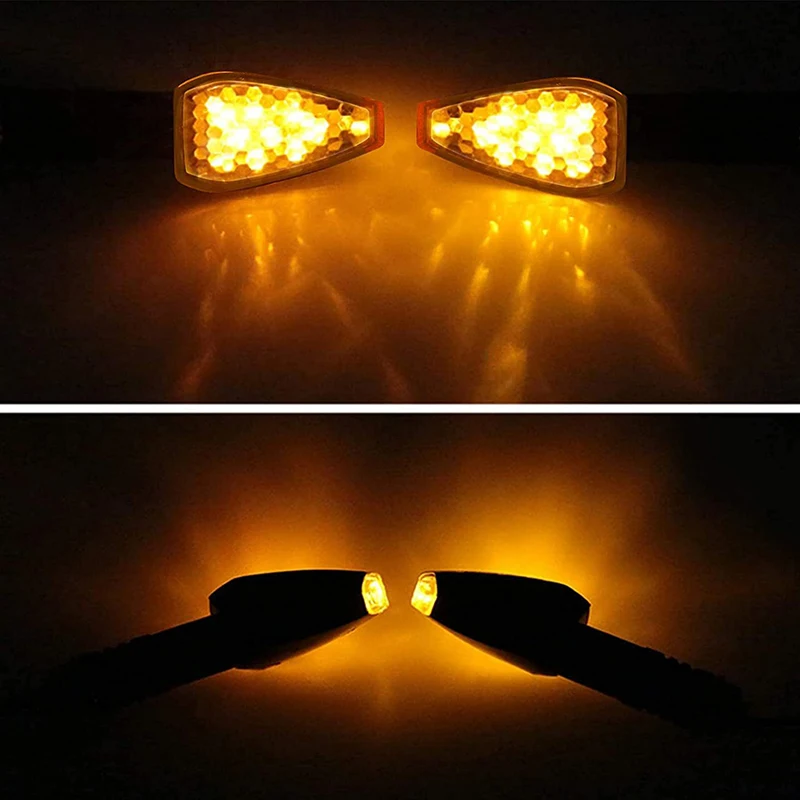 2pcs/set  Amber Color 12V LED Turn Signals Indicator Lights Blinkers Flashers For Honda BMW Universal Motorcycle Accessories