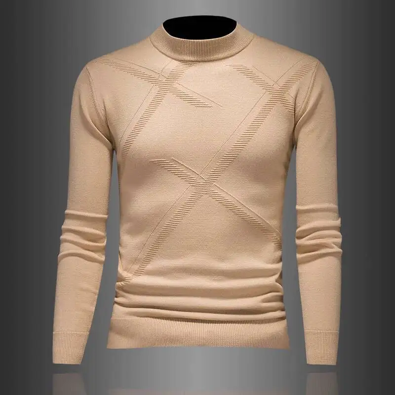 

Осенний свитер, брендовый полосатый жаккардовый шерстяной вязаный свитер, модный однотонный свитер, мужской свитер, Джерси Navidad Hombre