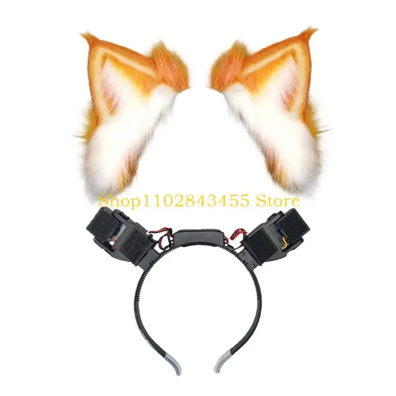 49MC Adorable Wolf Ears Headband Dynamic Ear Halloween Kitten Cosplay Party Costume