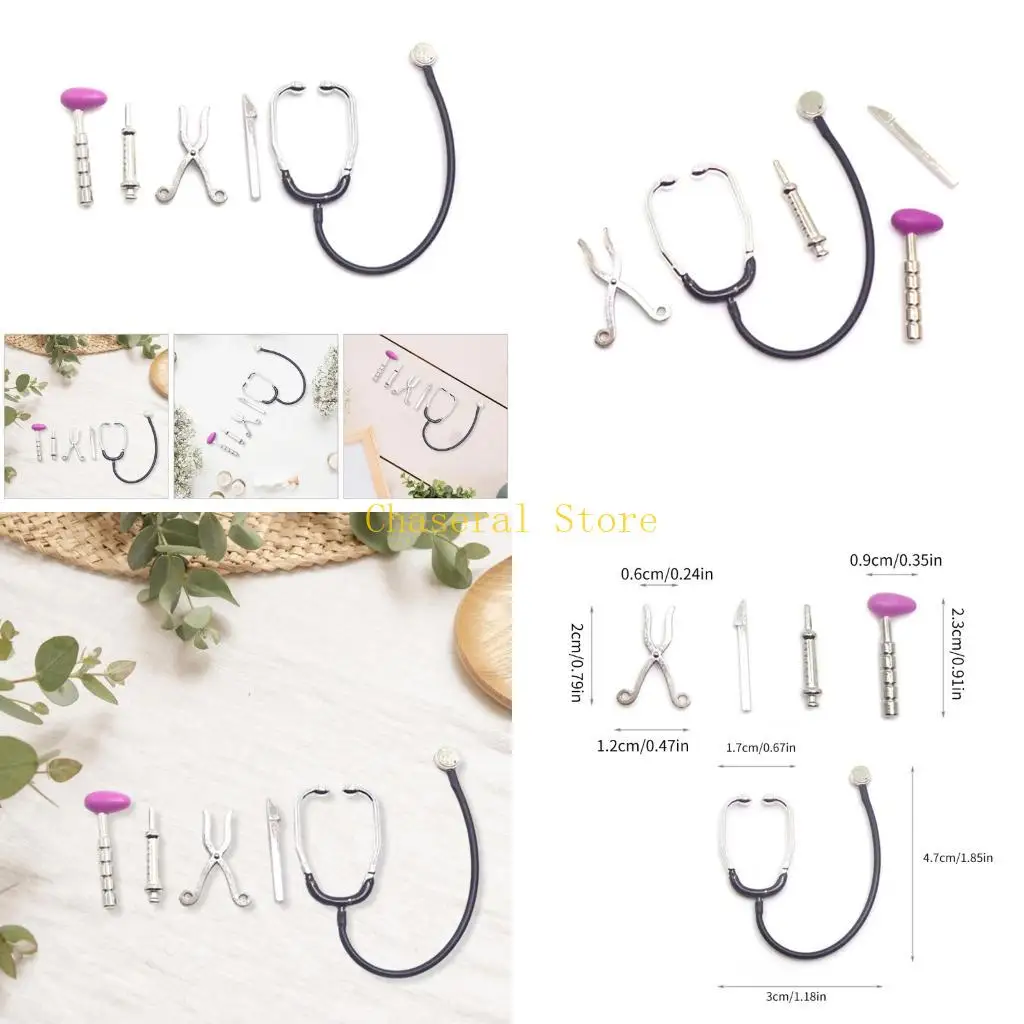 E7CE Realistic Mini Doctor Tools Set of 5 Accessories Designed for 12 Inch Scale Doll Environment