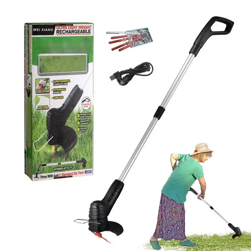 Household Electric Lawn Mower Length Adjustable Grass Cutting Trimmer Rechargeable Handheld Low Noise Garden Pruning Power Tools