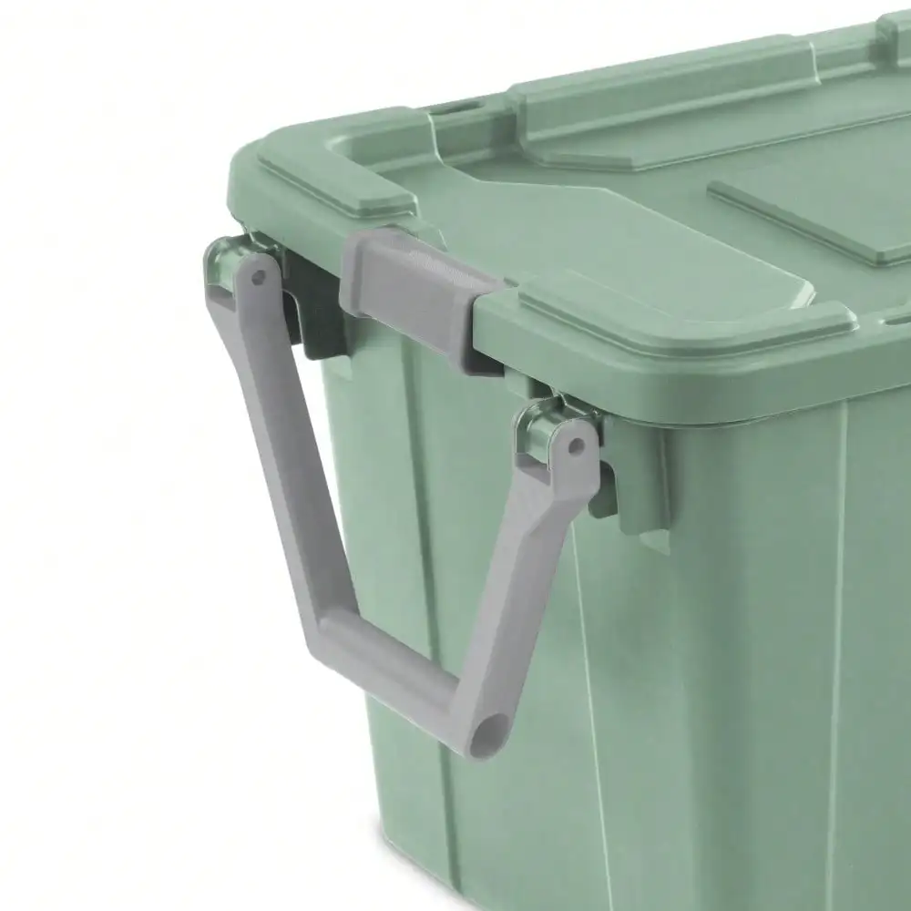 2 Pack 40 Gallon Wheeled Plastic Storage Bins Green Heavy Duty Rolling Storage Containers With Latch Lid Pull Handle Stackable Storage Tote Trunk For Garage Basement Home Organization Gift view 6