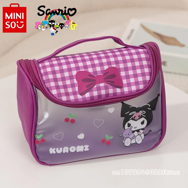 MINISO 2024 New Women's Toilet Bag Fashionable and High Quality Handheld Makeup Bag Cartoon Portable Travel Storage Small Bag