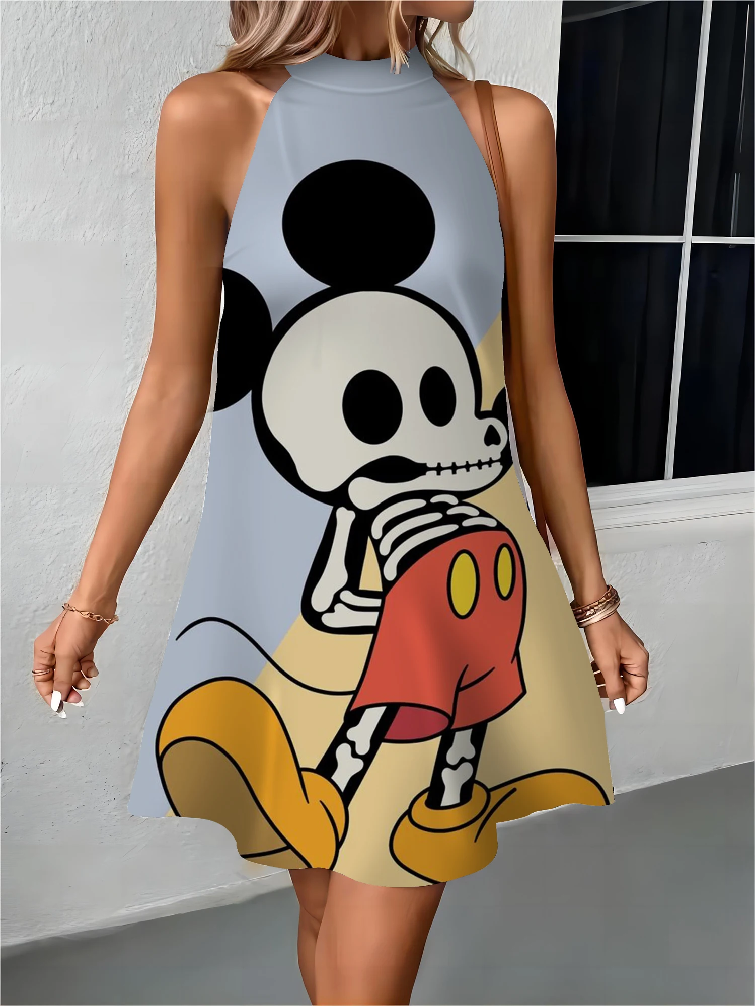 

Women's Dress New Dresses Apron Minnie Mouse Off Shoulder Mickey Disney Bow Knot Womens Fashion Summer 2024 Elegant Party Midi