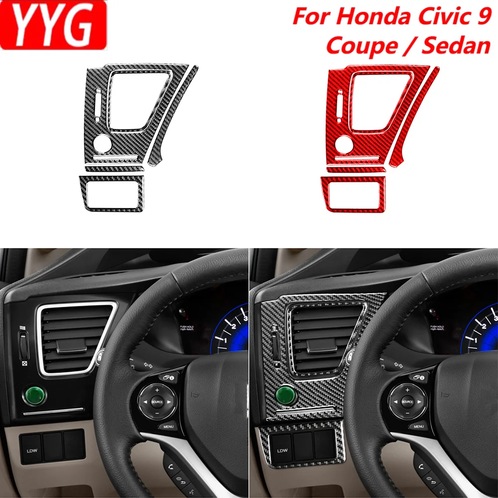 Carbon Fiber Dashboard Left Air Vent Paenl Interior Cover Trim Sticker For Honda Civic 9 Coupe / Sedan 2012—2015 Car Accessories view 2