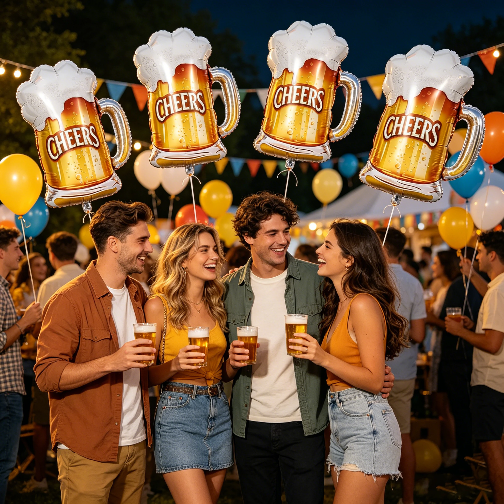 Cheers Beer Mug Foil Balloons, 28x18.9 Inch, Golden Beer Stein Shape, Party Decor for Oktoberfest, Bachelor, 4 Pack - view 4