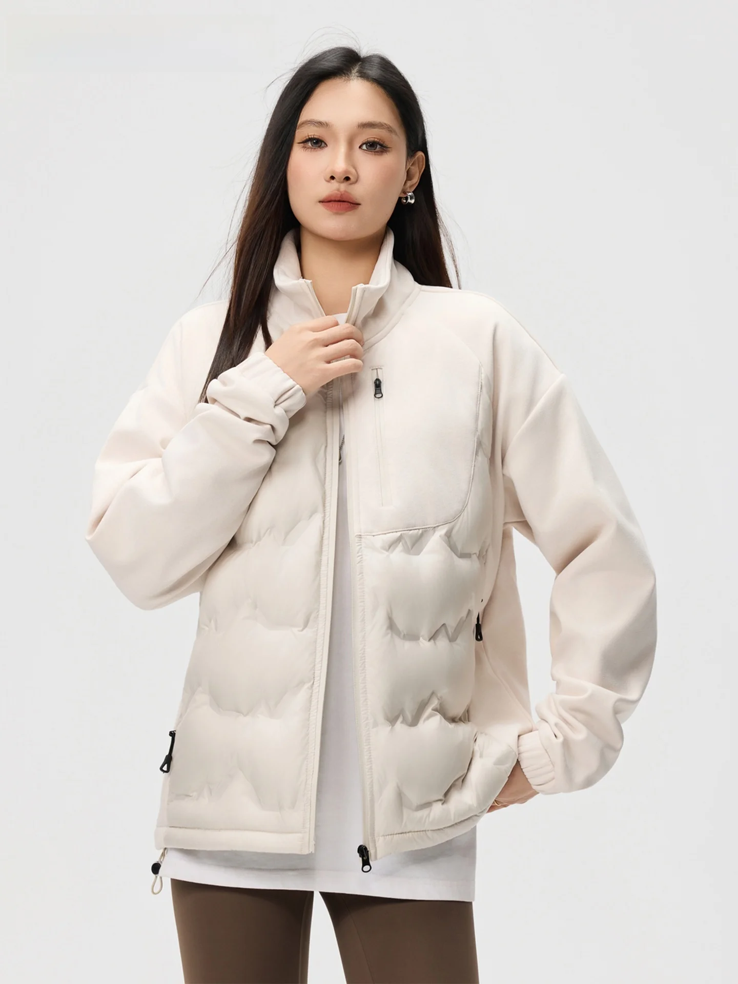 

Женская пуховая куртка La Chapelle с молнией и декоративной отделкой по низу, новая зимняя модель, повседневная, свободного кроя, теплая верхняя одежда