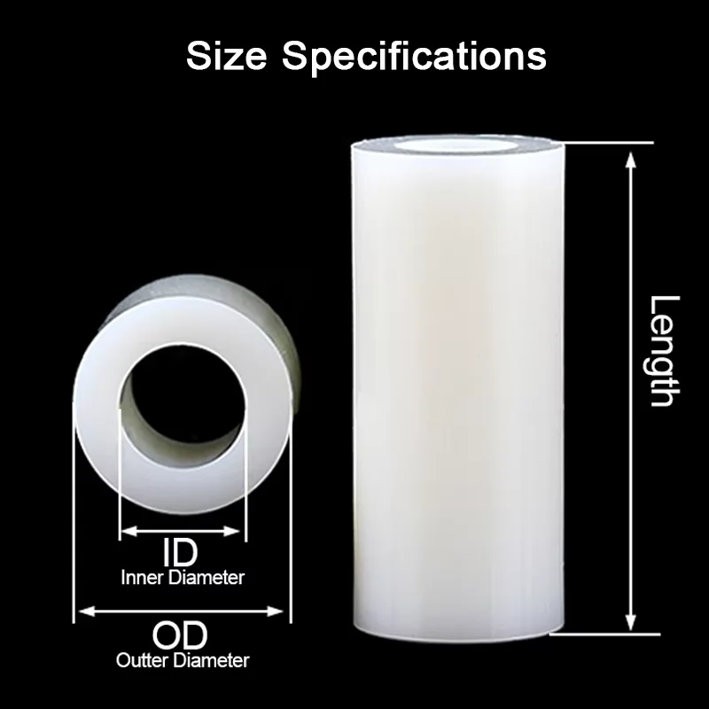 M3 M4 White ABS Nylon Plastic Non-Threaded Spacer Round Hollow Standoff Washer PCB Board Screw