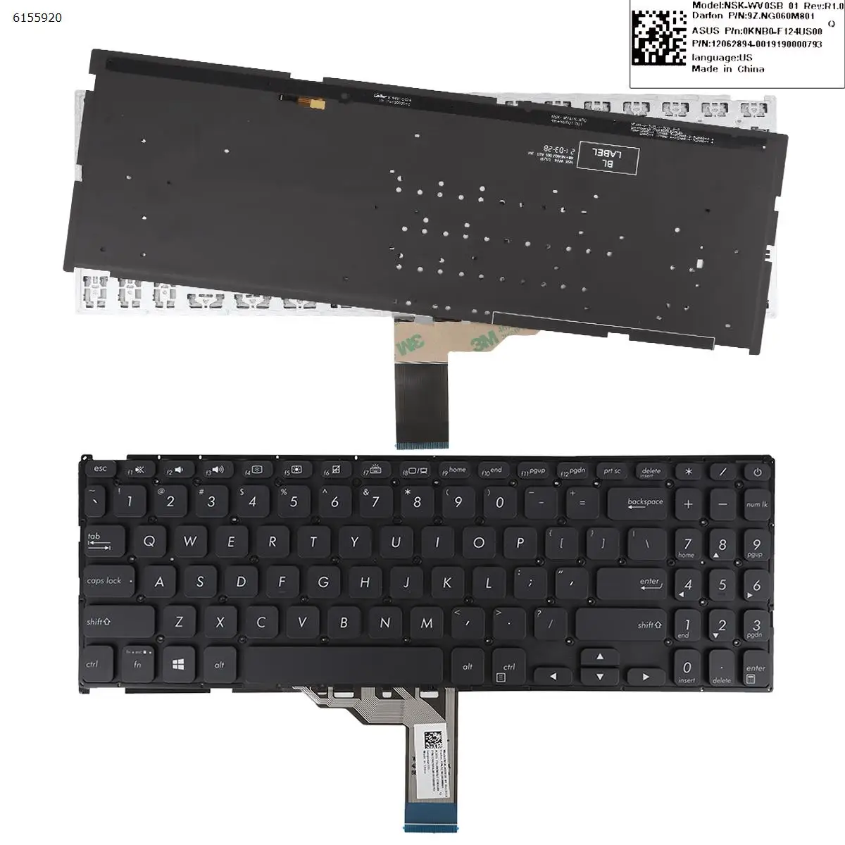 

US Laptop Keyboard for ASUS Vivobook X512 X512FA X512DA X512UA X512UB Black with Backlit