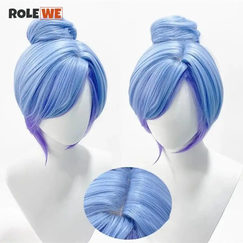 

Orianna Reveck Cosplay Wig LOL Star Guardian The Lady of Clockwork Blue Purple Gradient Synthetic Hair Heat Resistant Wigs