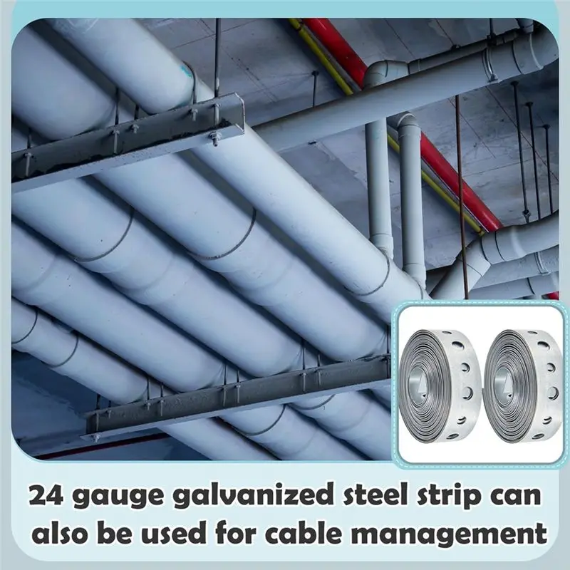 Must Have 4 PCS Galvanized Hanger Strap Metal Strapping With Holes Pipe Hanger 10 Ft Silver Metal For Pipe Supports Hanging