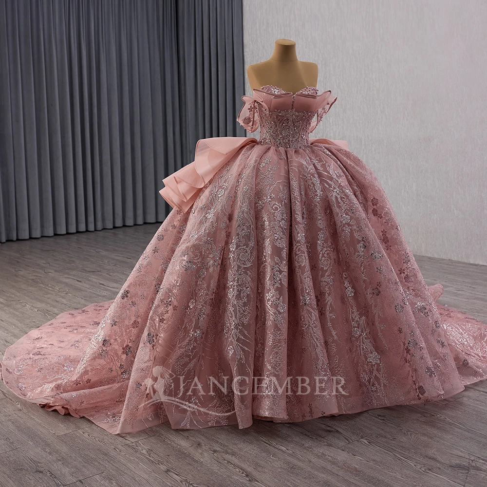 

Блестящее розовое бальное платье Quinceanera, платья с бисером, сексуальное платье принцессы на шнуровке с открытыми плечами, вечерние платья Vestidos De 15, Anos по индивидуальному заказу