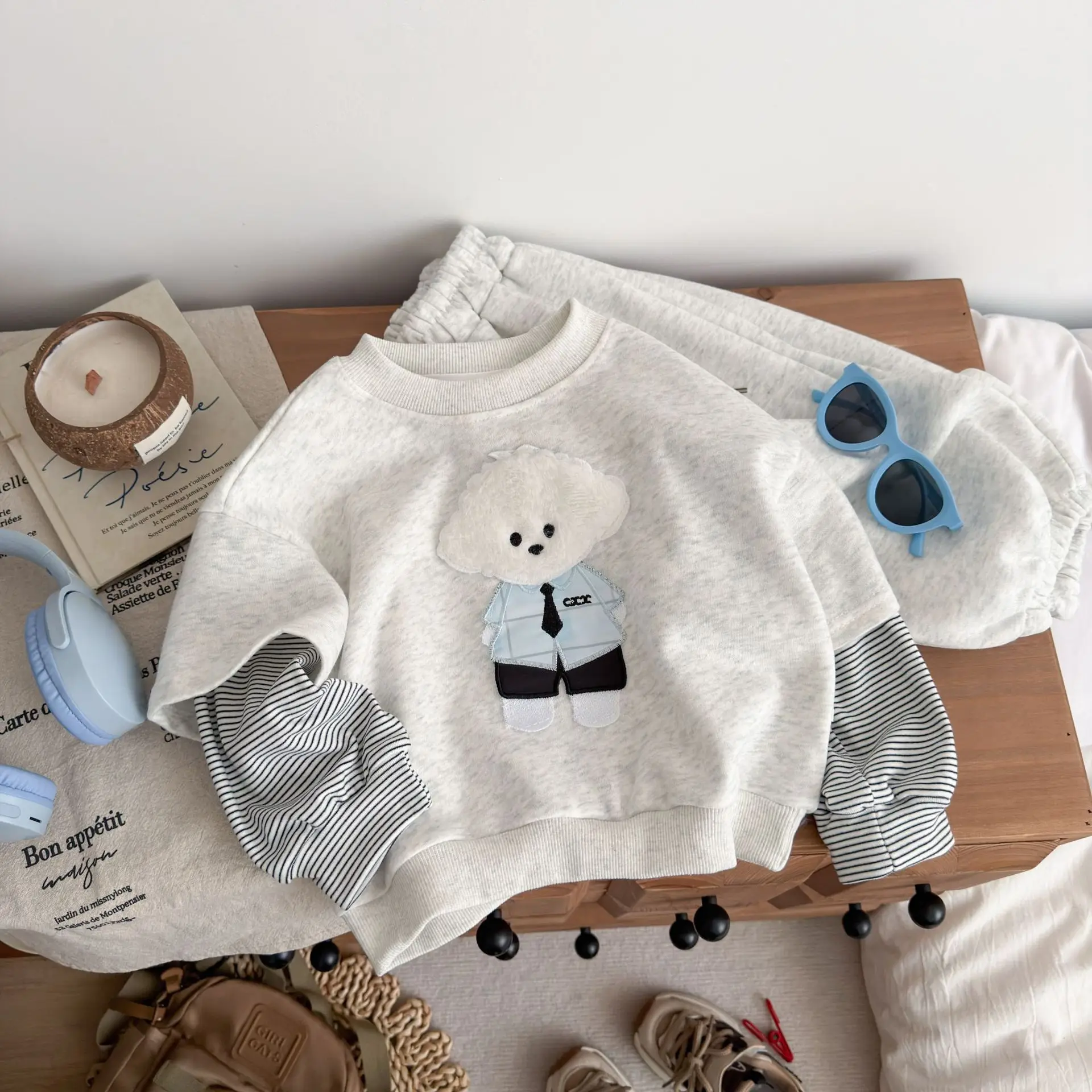 2PCS/Set Autumn Boys Round Neck Long Sleeve T-shirt+Pants Girls Casual Clothes Set