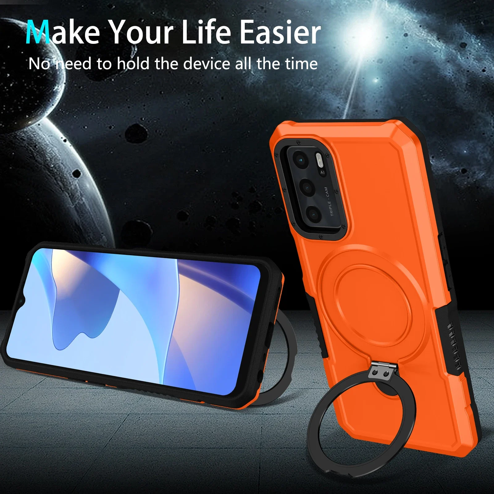 Shockproof Adjustable Rotated Ring Stand Case For OPPO A78 A58 A38 A18 A77 A57 A74 A54 A15 A16 A17 S K E 4G 5G