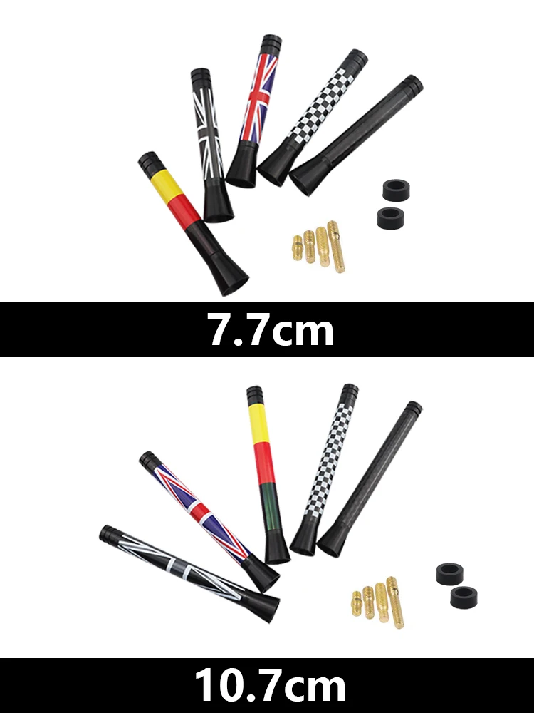 7,7 cm/10,7 cm Universelle kurze Autoantenne mit Union-Jack-Flaggenmuster, Dekor-Radioantenne, rostfrei, mit kompletten Montageadaptern – Detail 6