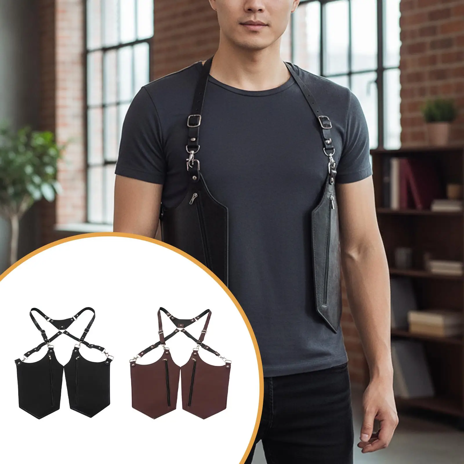 Underarm Shoulder Wallet Retro PU Leather Pouch Bag Concealed Pack for Travel Business Casual Occasions