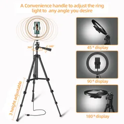 LED Selfie Ring Light Photography Video Light RingLight Phone Stand Tripod Fill Light Dimmable Lamp Trepied Streaming 10