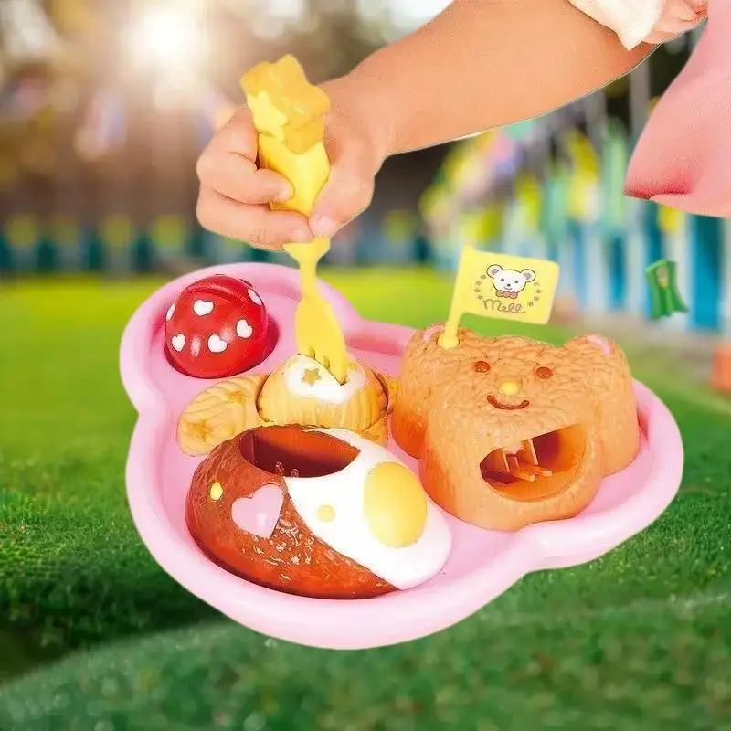 Children's Early Learning Bear Box Kit with Food & Pudding Feeding Simulation Play House Toys