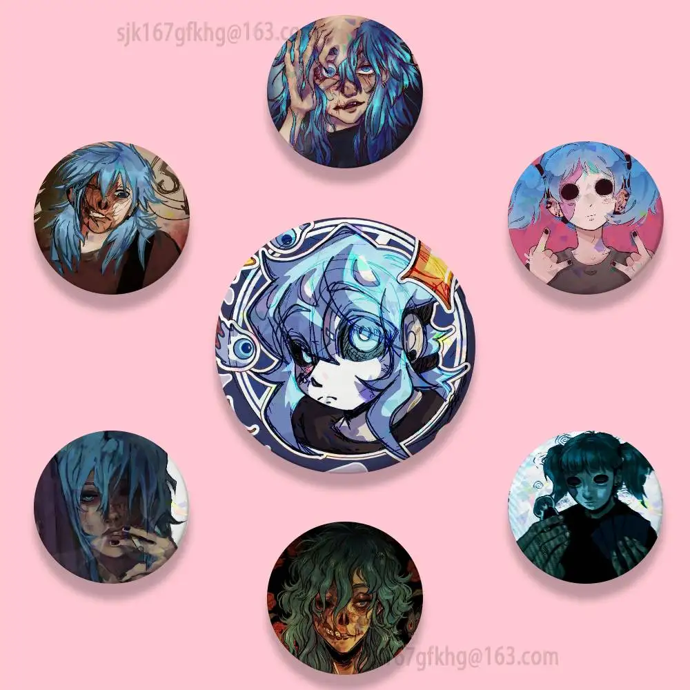 Sally Face Cartoon 58mm Round Cartoon Brooches Badge for Backpack Accessories Hat Decoration HD Print Handmade Gifts