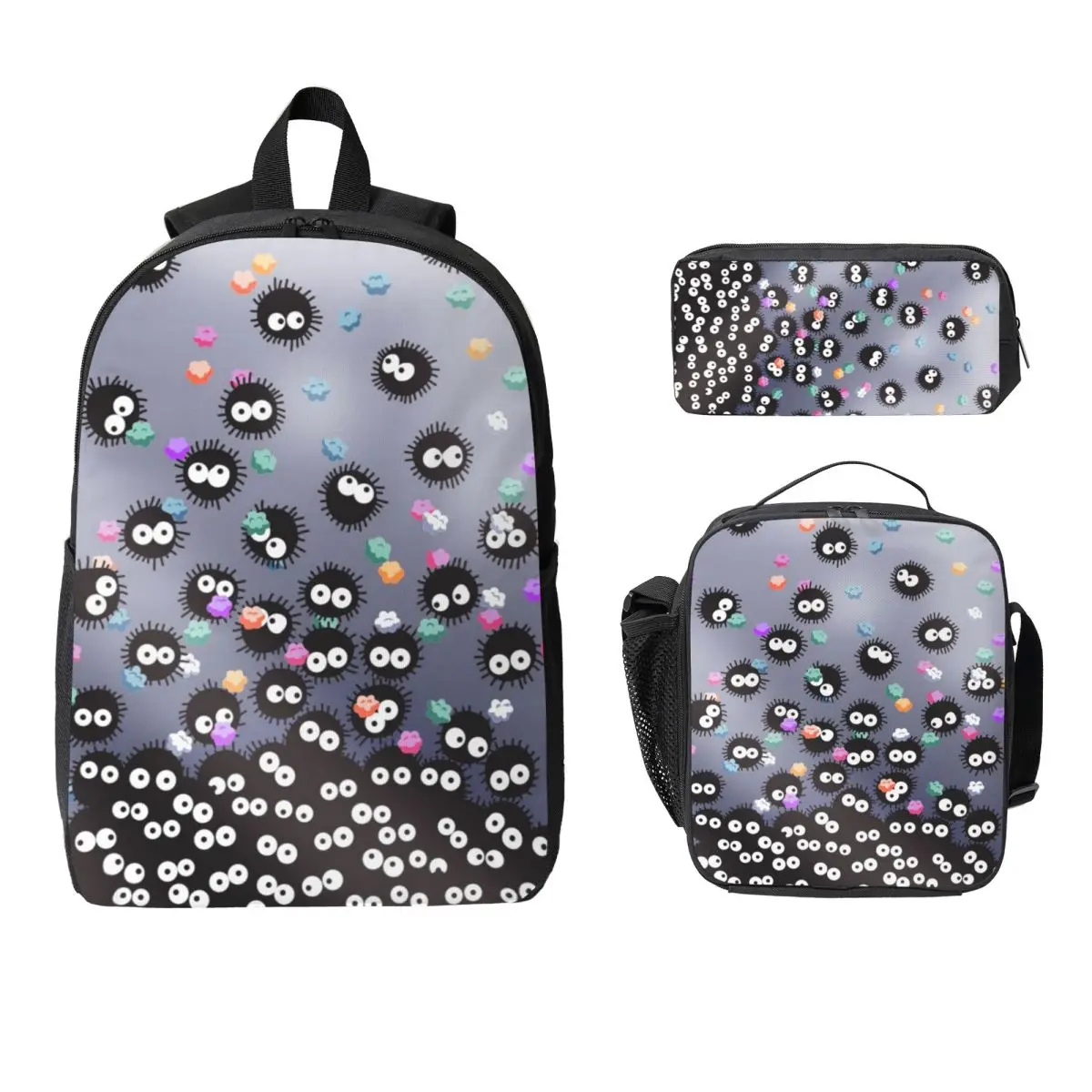 Soot Studio Ghibli Backpack Student Boys Girls BookBag School Bag Computer Shoulder Bags 3ps Insulated Lunch Bag Pencil Case