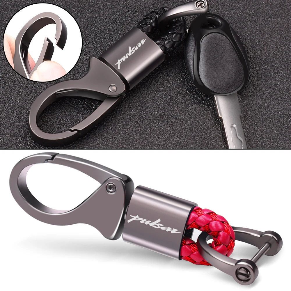 Metal keychain with rotatable woven rope Leather Key chain For Bajaj Pulsar 200 NS/200 RS/200 AS 200RS 200NS 180 150 N250