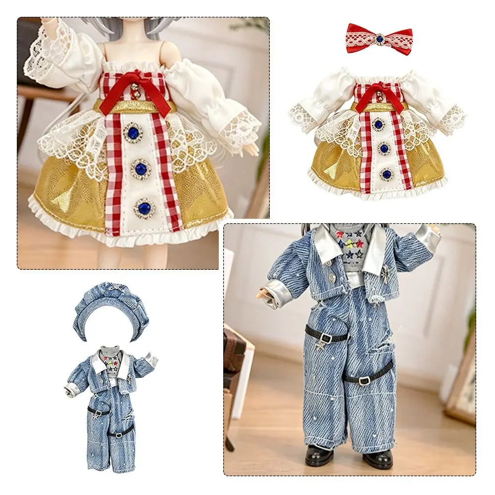 Dress Up Set 8 Points BJD Doll Clothes 12 Points 11-17cm OB11 Doll Clothes Material Doll Accessories Display Accessories