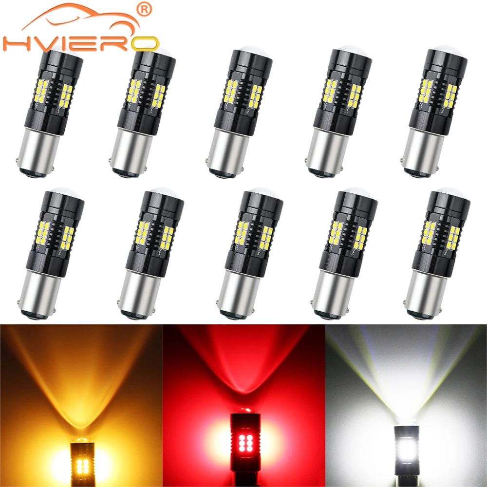 10 PCS Car Led Packing Trunk Bulbs Clearances Turn Signal 1156 1157 3157 7443 R5W 3030 License Plate Brakes Lantern Auto Lamping