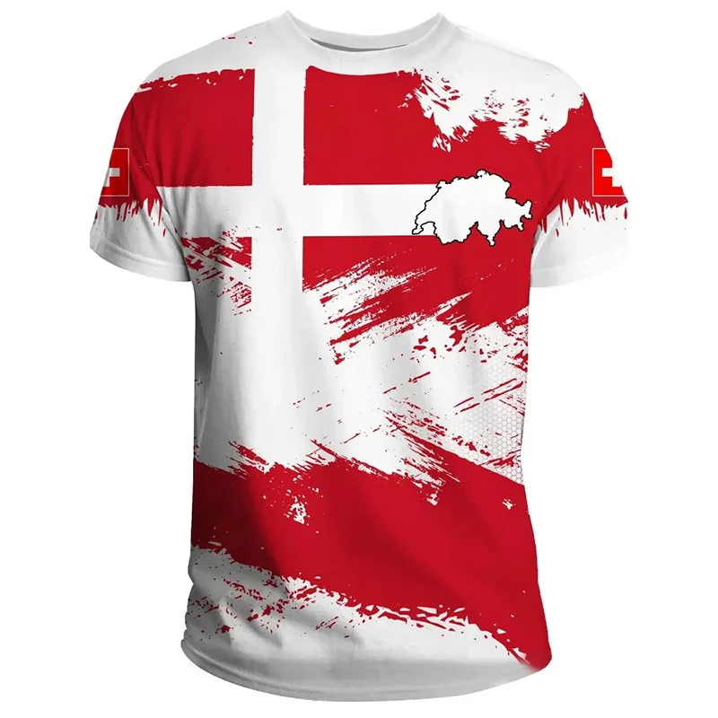 Swiss Flag Soccer Jersey T-shirts Summer Men Short Sleeved Casual Sports T Shirt Switzerland Football Clubs Fashion Man Clothes