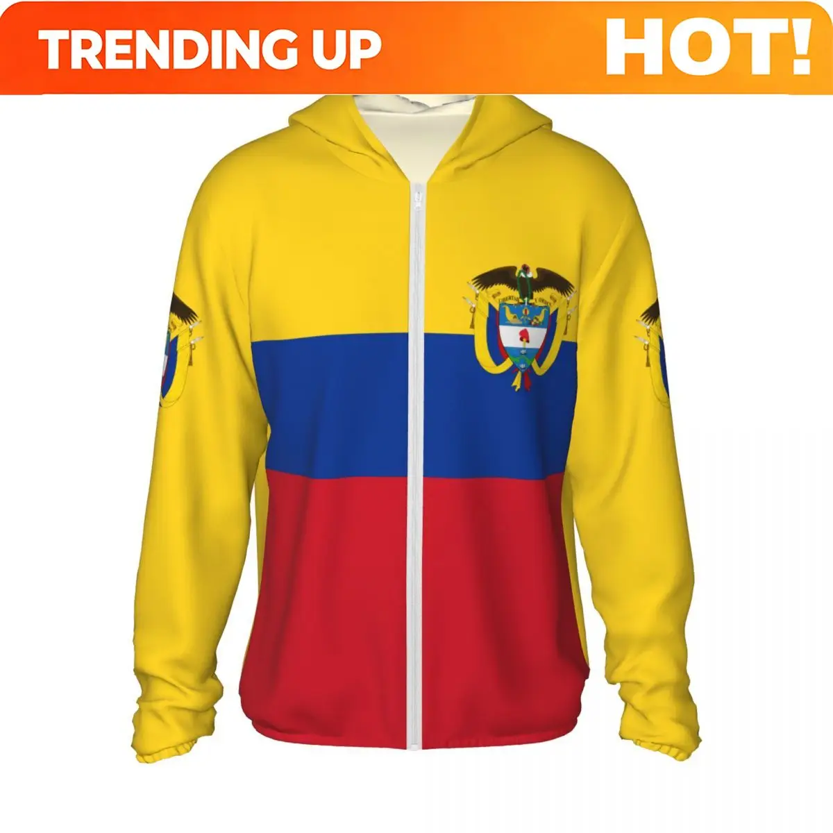 Custom Custom 2026 Summer Colombia Flag Polyester Sunscreen Sun Protection Fishing Running Clothes Quick Dry Performance With Zi