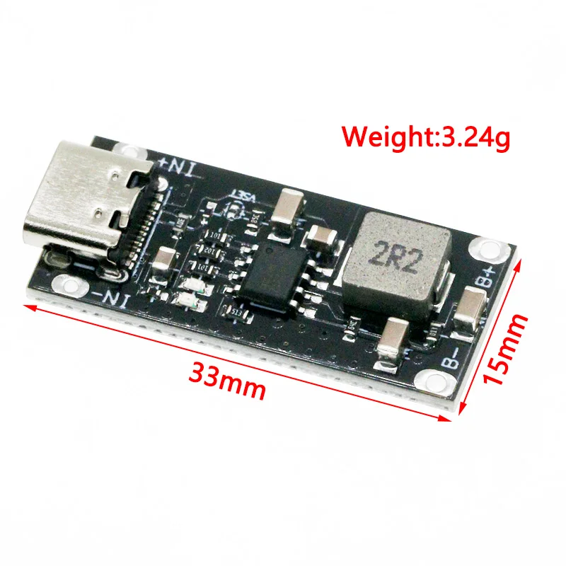 타입-C USB 입력 고전류 3A 폴리머 삼원 리튬 배터리 고속 충전 보드, IP2312 CC/CV 모드 5V ~ 4.2V