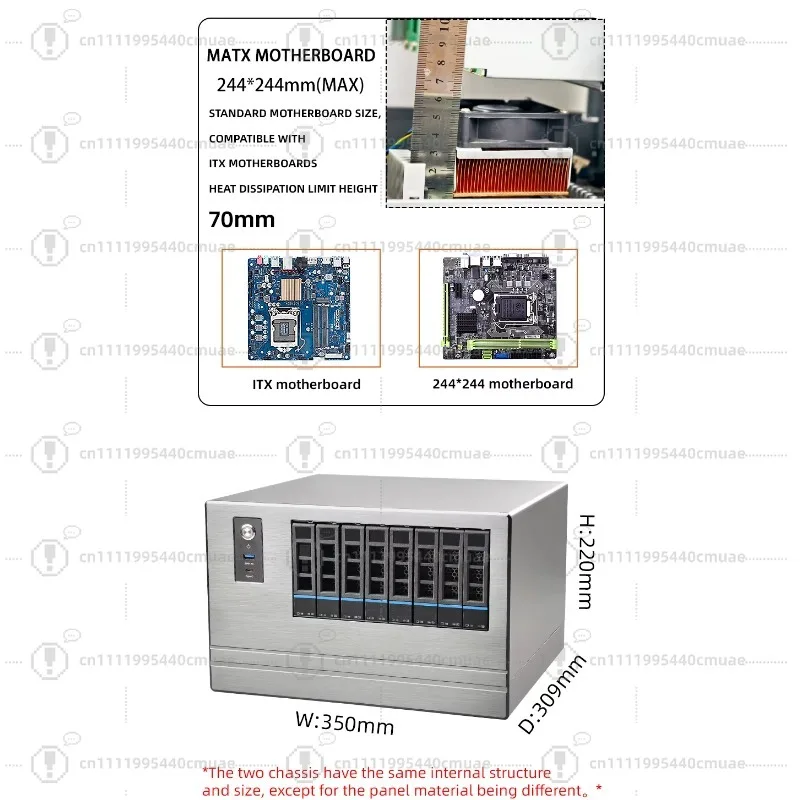 Mini Server mid-tower chassis, hot-swappable NAS chassis ATX standard size USB front port, expandable 4 disk slots, fan stand