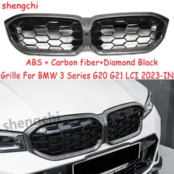 G20 G21 Lci Diamond Carbon Fiber Front Bumper Grille for BMW 3 Series G20 G21 318i 320i 330i M340i 330d M340d Replacement Grille