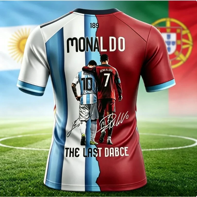 Messi Ronaldo 2026 Retire Memorial Tee Argentina Portugal Star Combined Design Football Fan Souvenir Sports Jersey T‑Shirt