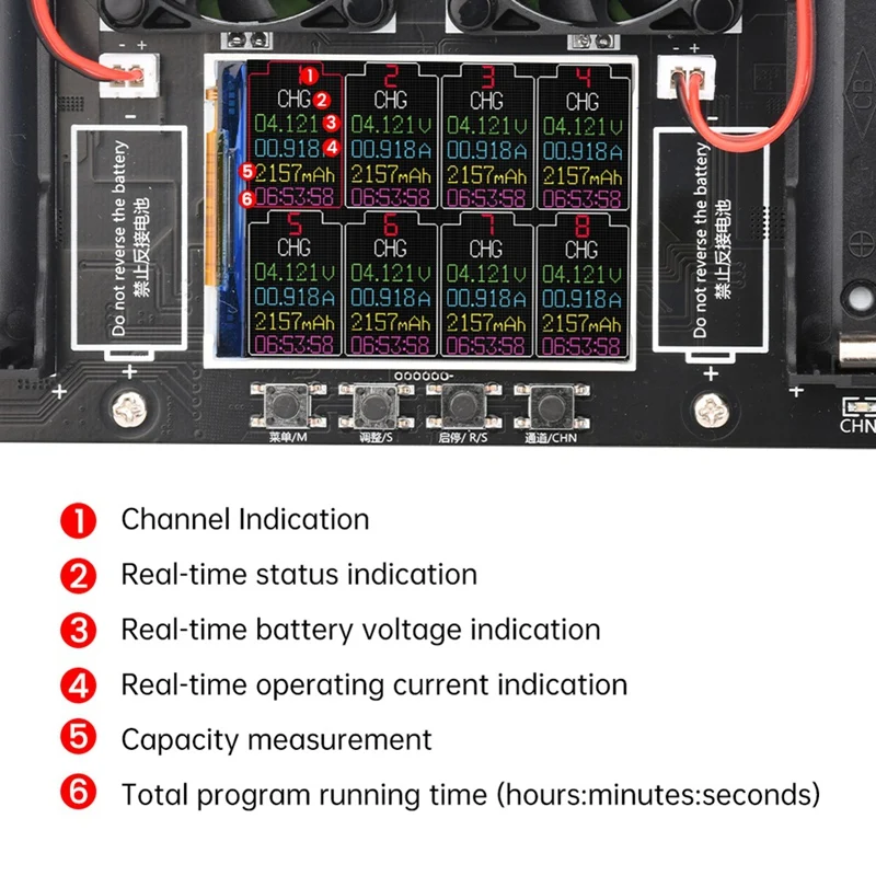 Módulo de prueba de capacidad de batería de litio 18650 de 8 canales, Detector de potencia de batería Digital Mah Mwh, tipo C