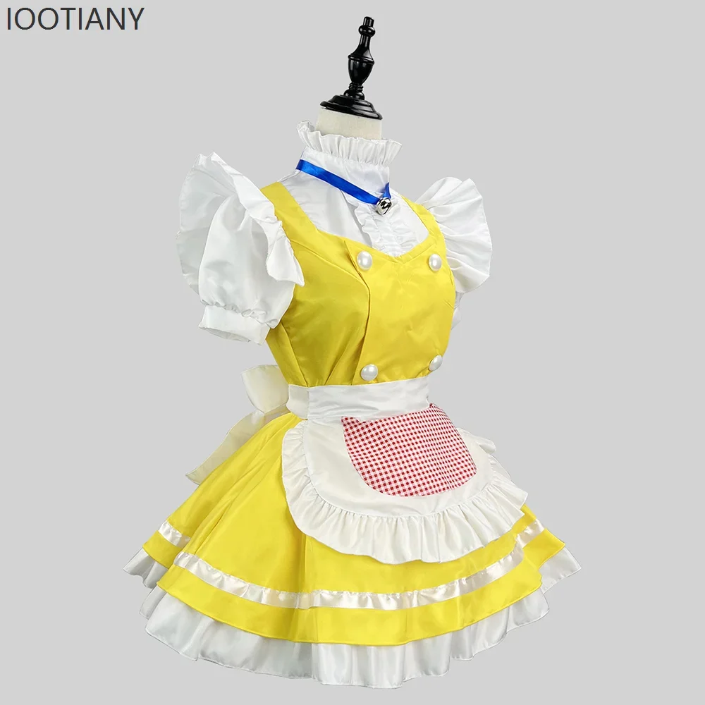 CosplayYellow Sweet Cute Lolita Japanese Anime Girl Kawaii Cafe Apron Dress Maid Halloween Carnival Party Stage Role Play Costum