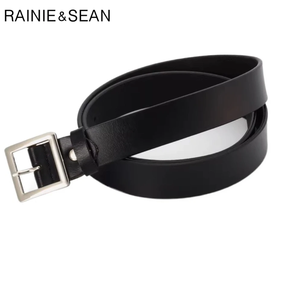 ブランド黒人女性用レザーベルト-ジーンズ用-ヴィンテージ-スクエアピンバックルベルト-女性用本革牛革ベルト-ホワイト-新デザイン