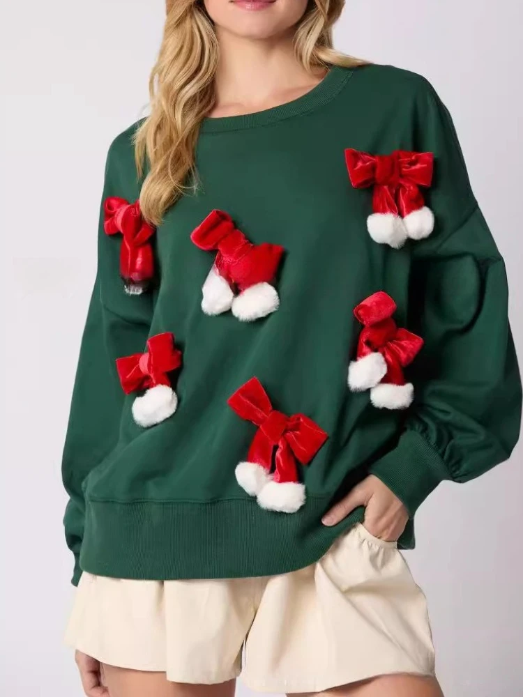 Neu in Weihnachten Pullover Frauen Herbst und Winter Neue O Hals Langarm Gedruckt Mode Lässig Gestrickte Pullover Feminina Top