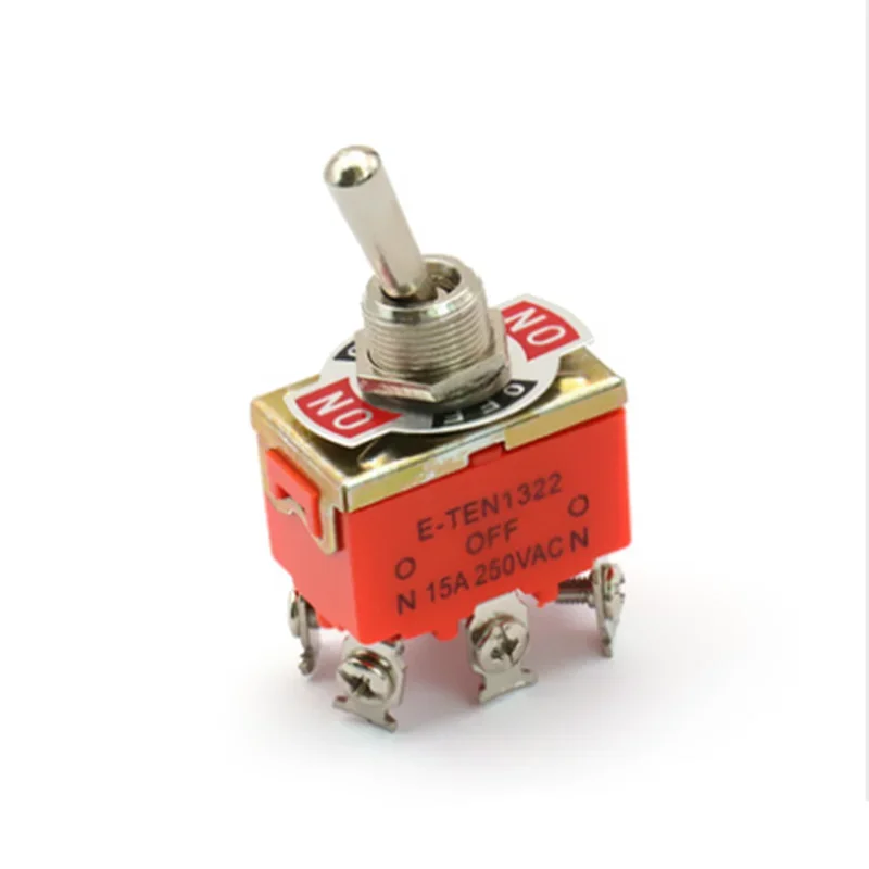 E-TEN1322 Micro switch 15A/250V 6 pin Waterproof Switch Cap On-Off-On Miniature Toggle Switches orange 1PCS