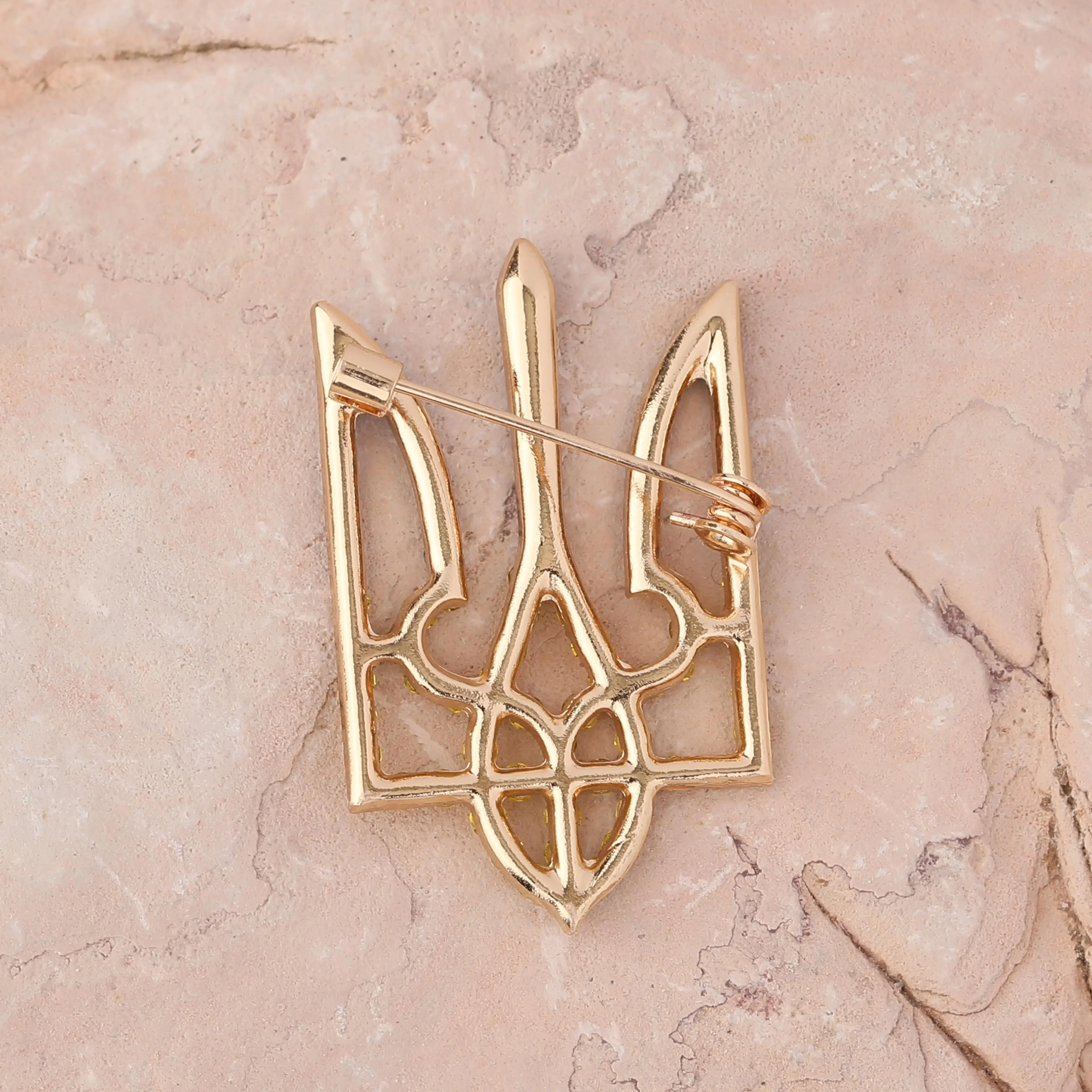 Dmari Luxury Women Brooch Ukraine National Emblem Badge Sparkling Rhinestone Trident Brooch Pin Unique Gift For Ukraine Friends