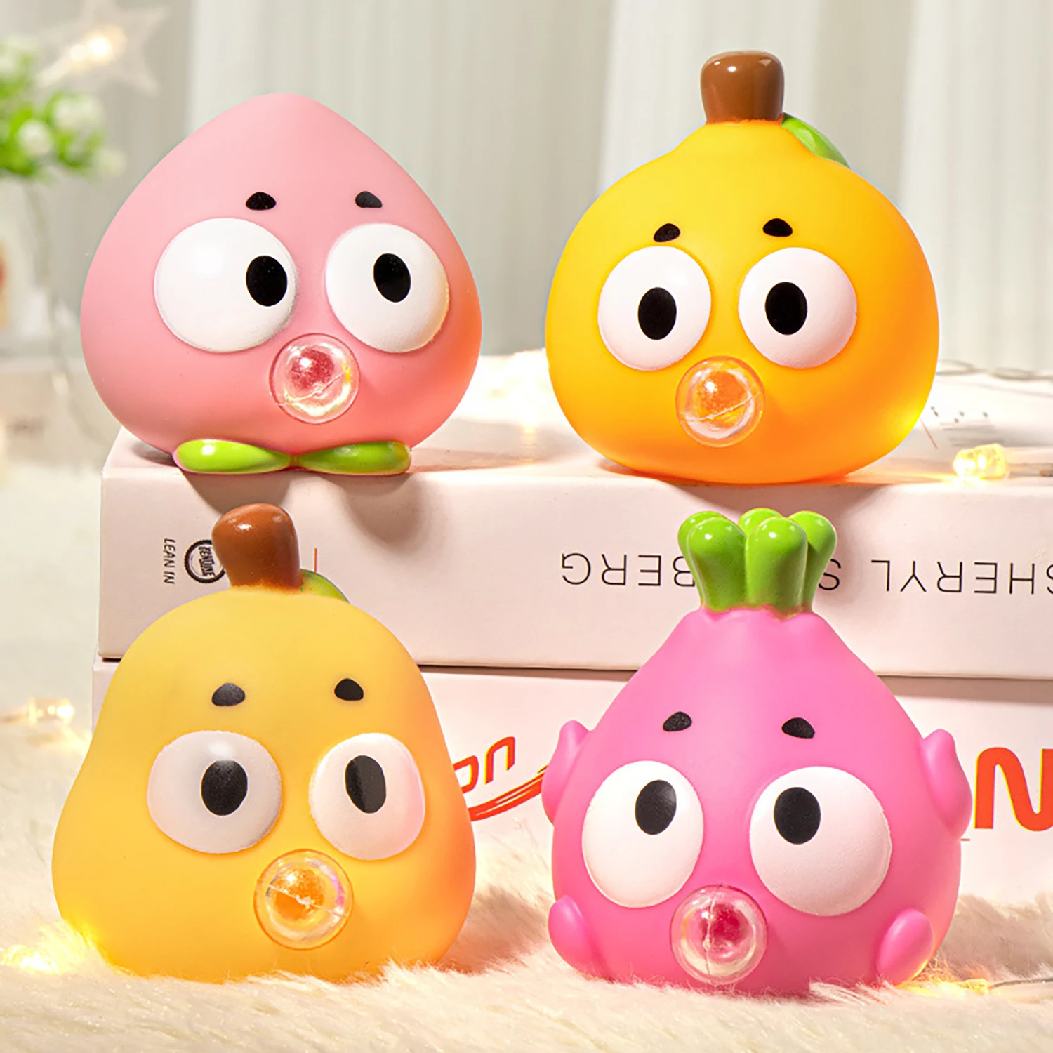 Creative stress reliever: Pinch, spit, bubble, slow rebound, release, toy, pinch, music