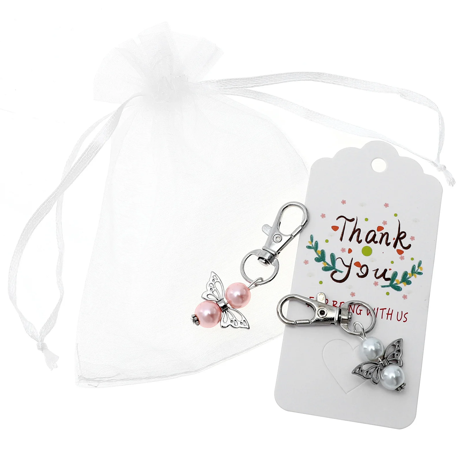 

1 set 1 Set Angel Charm Chain Thank You Tags Storage Bag Baby Shower Gift Pendant For Car Keys Angel Key Holder Metal Key Ring