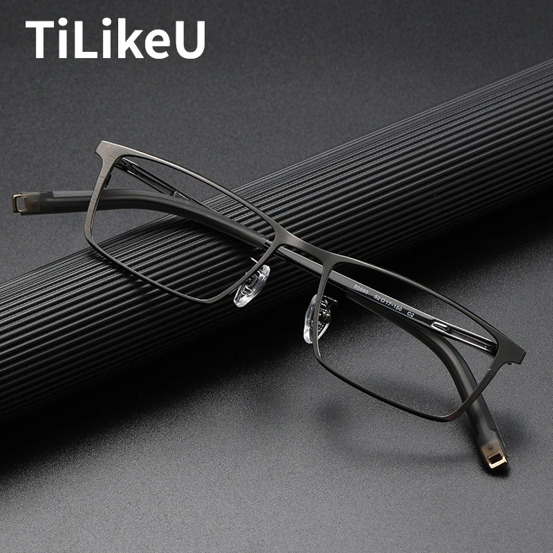 

2024 Men's Business Pure Titanium Eyeglasses Frame Vintage Square Rim Myopia Prescription Glasses Male Optical Spectacle Frame