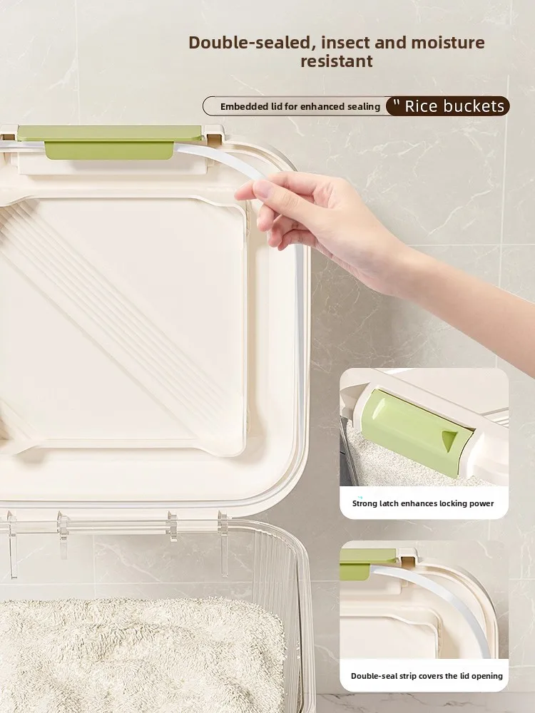 

Sed Insect-Proof Moisture-Proof Embedded Kitchen Cabinet Rice Barrel High End Pring Plastic Food Storage Box Nordic Sle