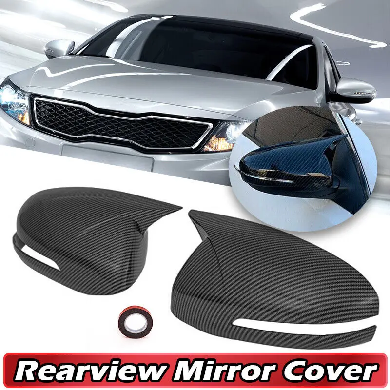 

2X Carbon Fiber OX Horn Door Wing Mirror Cover Cap For Kia Optima K5 2011-2015 .