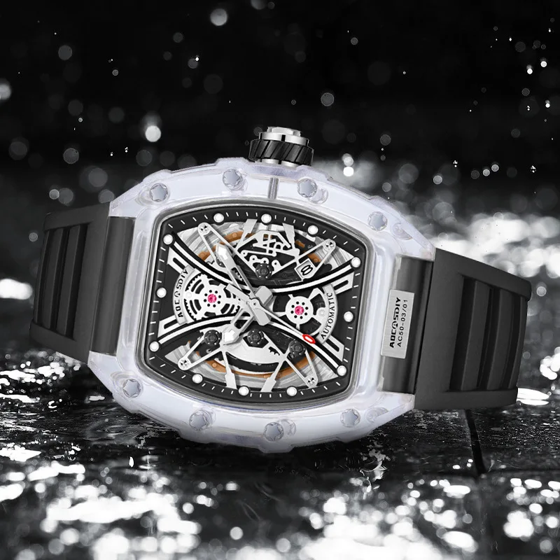 New Men's Watch Hollow Sport Silicone Strap Waterproof Calendar Quartz Wristwatches Male Clock Relogio Masculino Drop Shipping